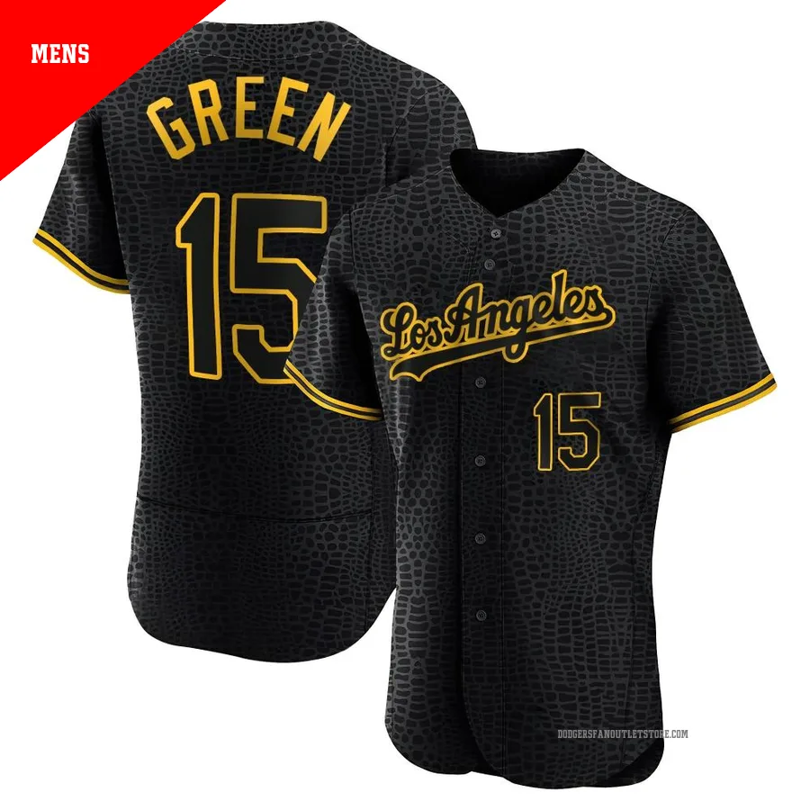Los Angeles Dodgers ＃15 Shawn Green Men's Black Authentic Snake Skin City Jersey