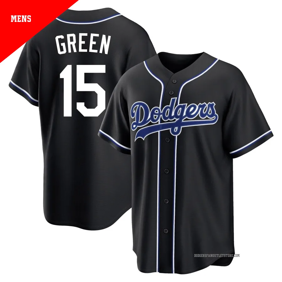 Los Angeles Dodgers ＃15 Shawn Green Men's Black Replica Fashion Out Jersey