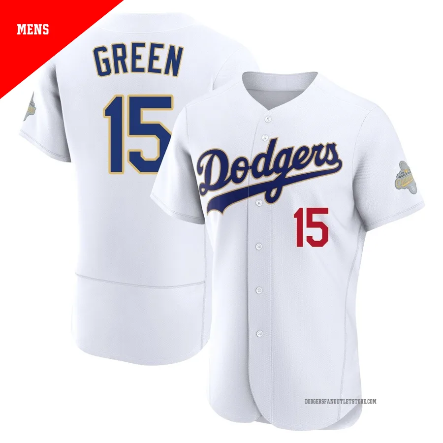 Los Angeles Dodgers ＃15 Shawn Green Men's Gold Authentic White 2026 Collection Jersey