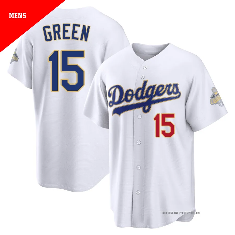 Los Angeles Dodgers ＃15 Shawn Green Men's Gold Limited White 2026 Collection Stadium Jersey