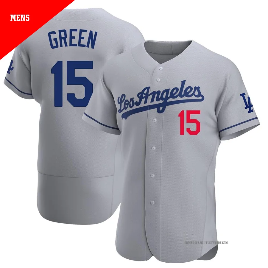 Los Angeles Dodgers ＃15 Shawn Green Men's Gray Authentic Away Jersey