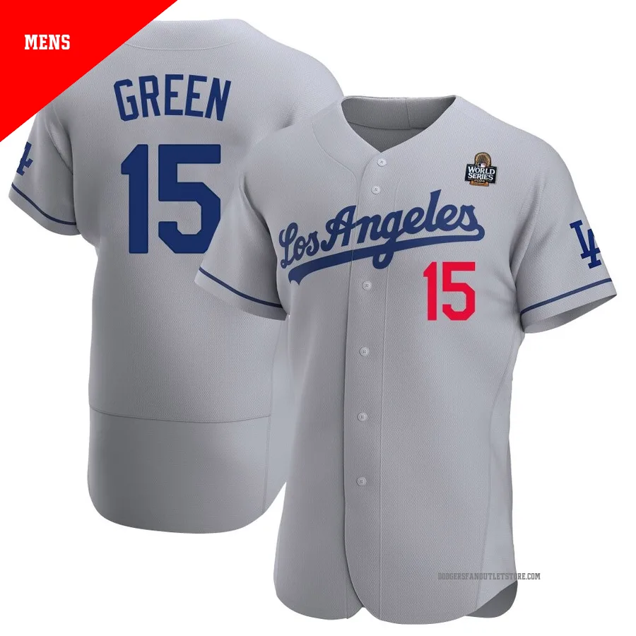 Los Angeles Dodgers ＃15 Shawn Green Men's Gray Authentic Away Official 2024 World Series Jersey