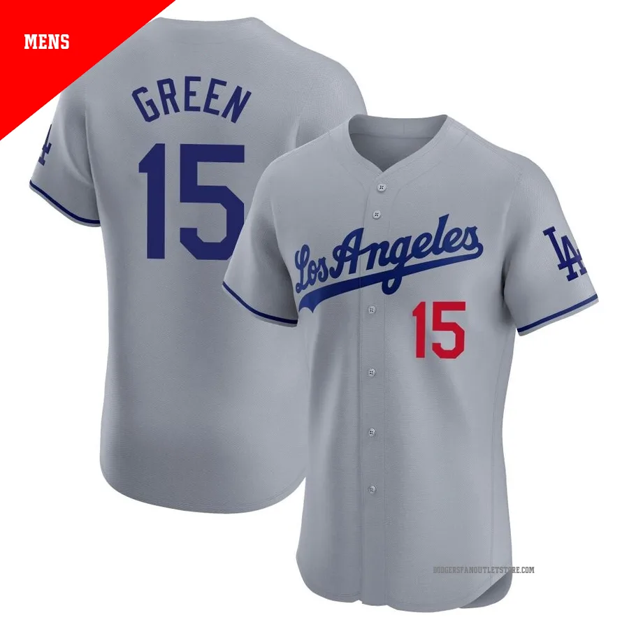 Los Angeles Dodgers ＃15 Shawn Green Men's Gray Elite Road Jersey