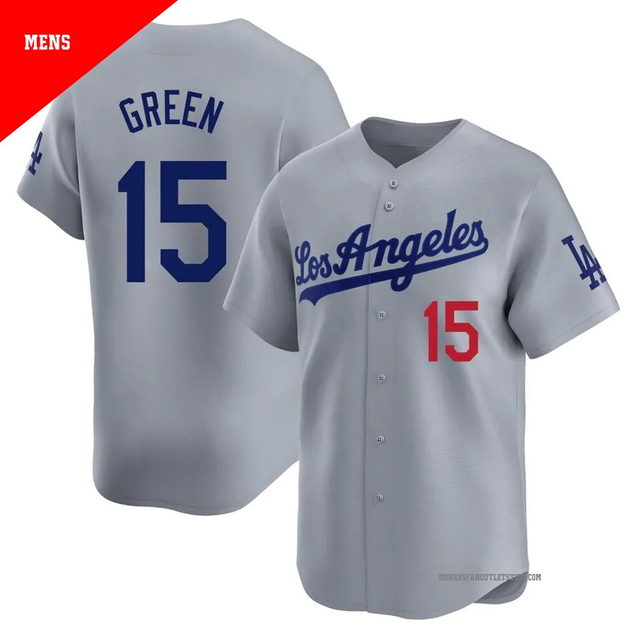 Los Angeles Dodgers ＃15 Shawn Green Men's Gray Limited Away Jersey
