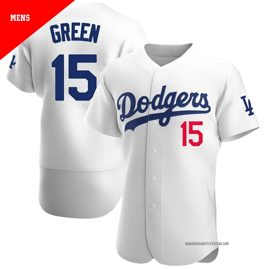 Los Angeles Dodgers ＃15 Shawn Green Men's White Authentic Home Jersey