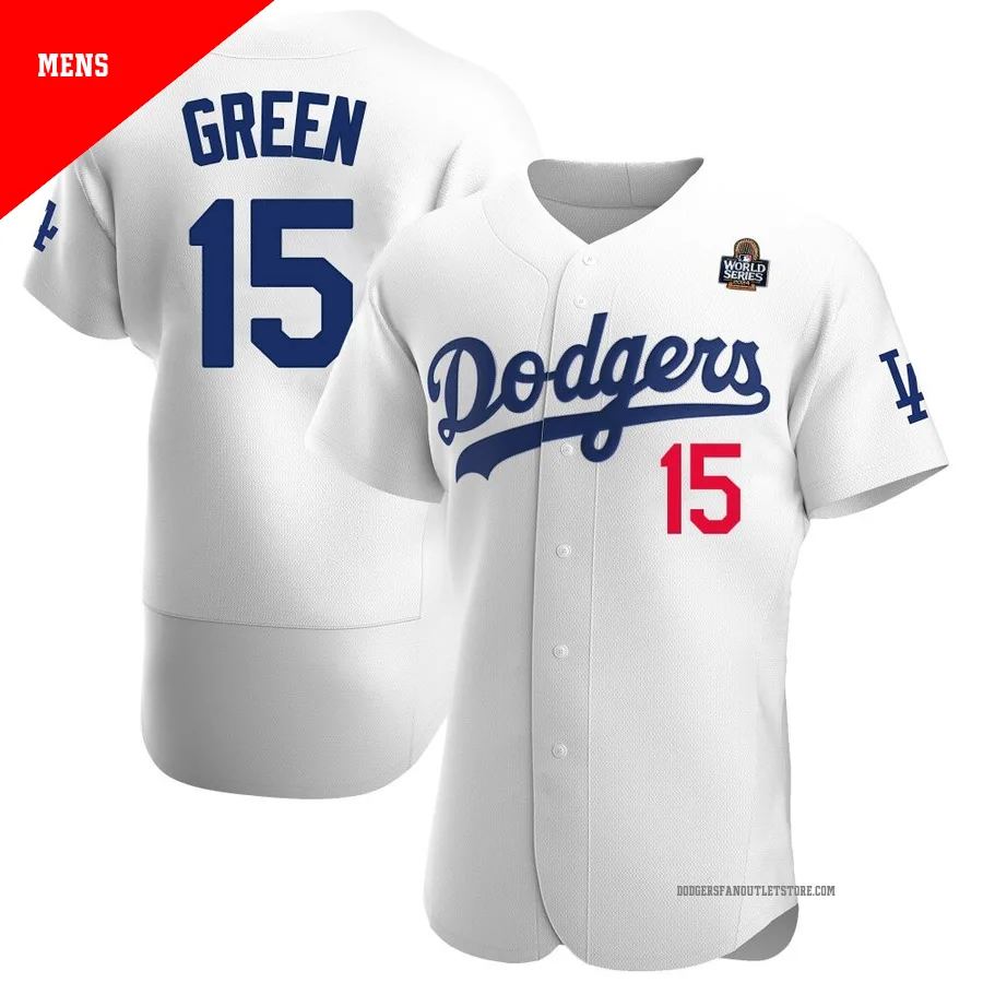 Los Angeles Dodgers ＃15 Shawn Green Men's White Authentic Home Official 2024 World Series Jersey