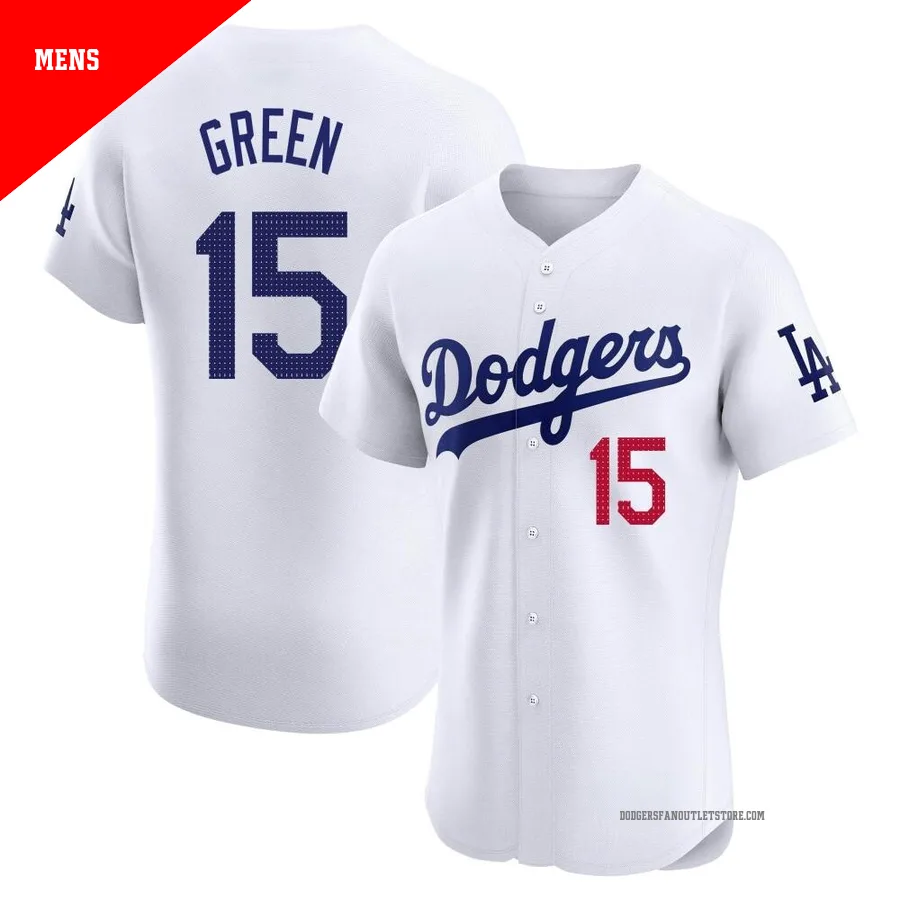 Los Angeles Dodgers ＃15 Shawn Green Men's White Elite Home Jersey