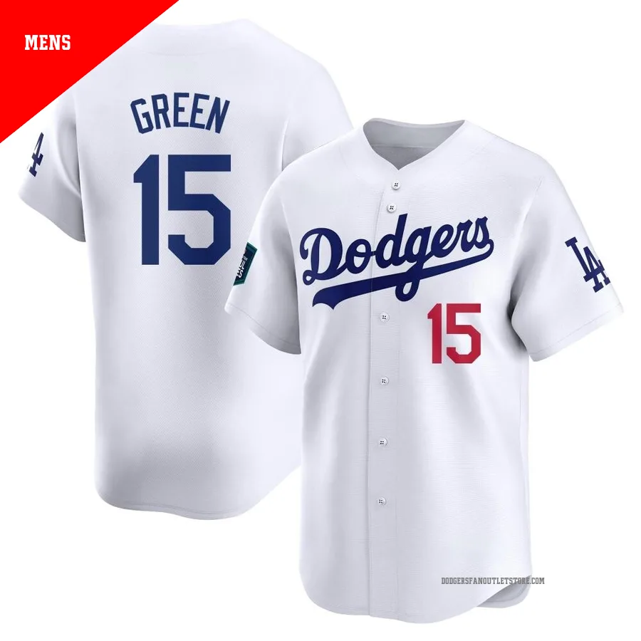 Los Angeles Dodgers ＃15 Shawn Green Men's White Limited 2024 World Tour Seoul Series Home Jersey