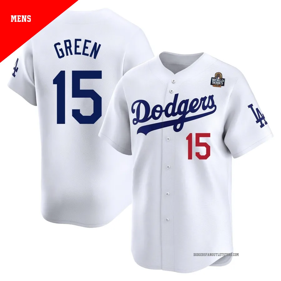 Los Angeles Dodgers ＃15 Shawn Green Men's White Limited Home 2024 World Series Jersey