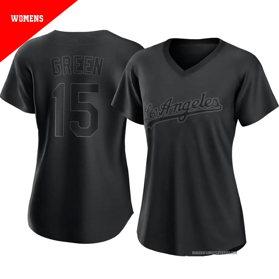 Los Angeles Dodgers ＃15 Shawn Green Women's Black Authentic Pitch Fashion Jersey