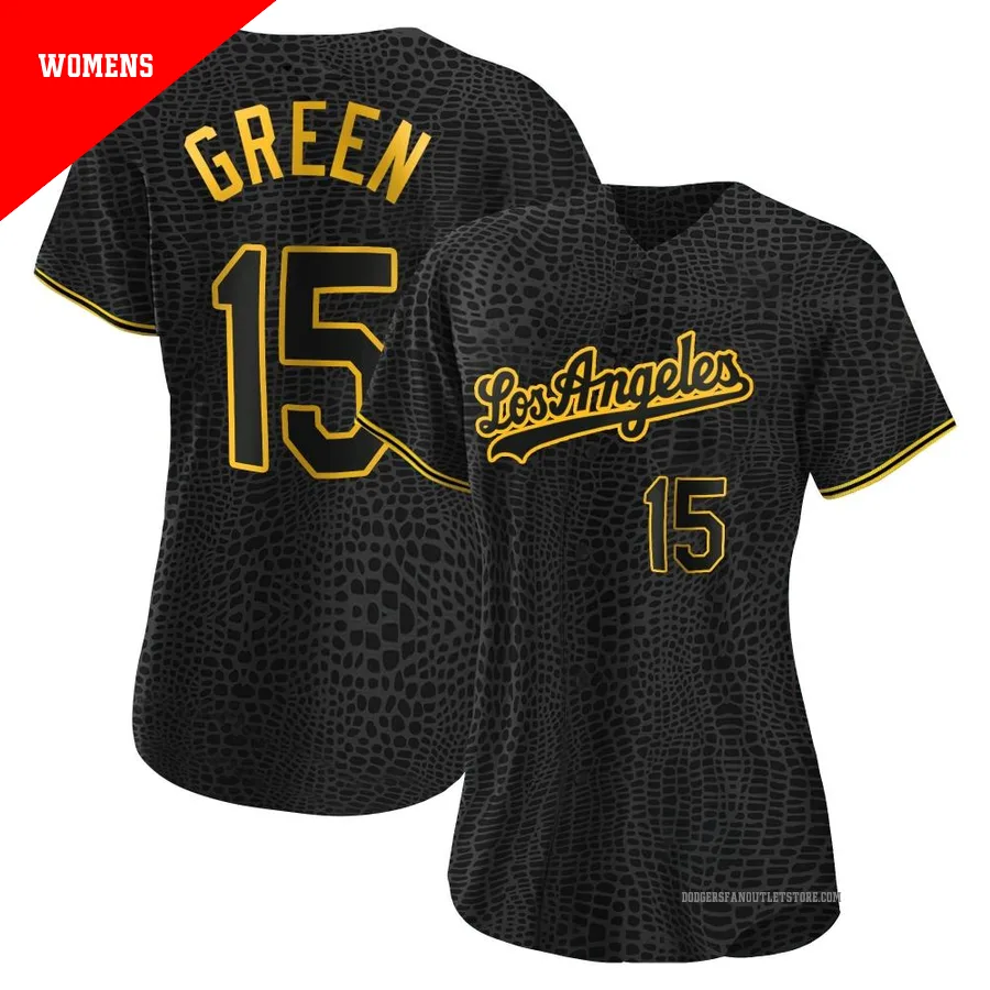 Los Angeles Dodgers ＃15 Shawn Green Women's Black Replica Snake Skin City Jersey