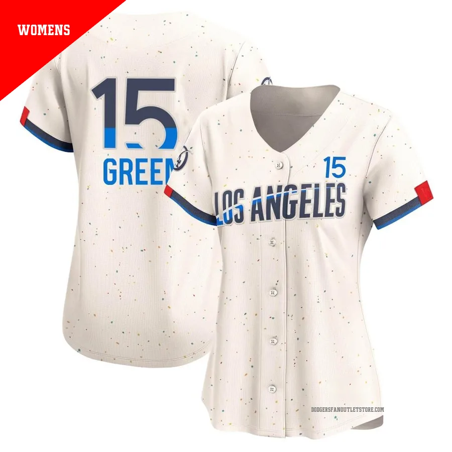 Los Angeles Dodgers ＃15 Shawn Green Women's Cream Limited 2024 City Connect Jersey