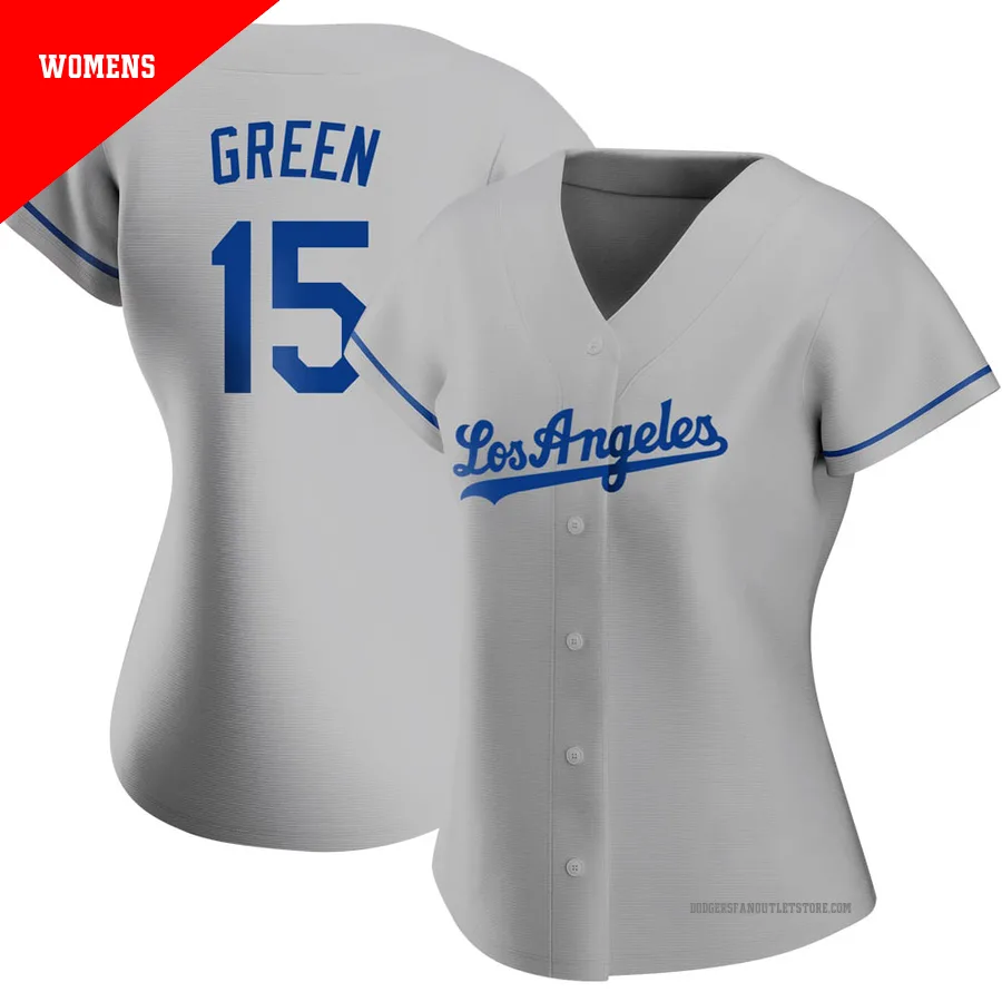 Los Angeles Dodgers ＃15 Shawn Green Women's Gray Replica Road Jersey