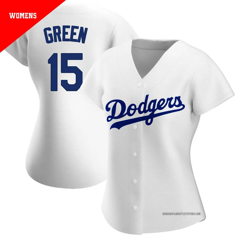 Los Angeles Dodgers ＃15 Shawn Green Women's White Authentic Home Jersey