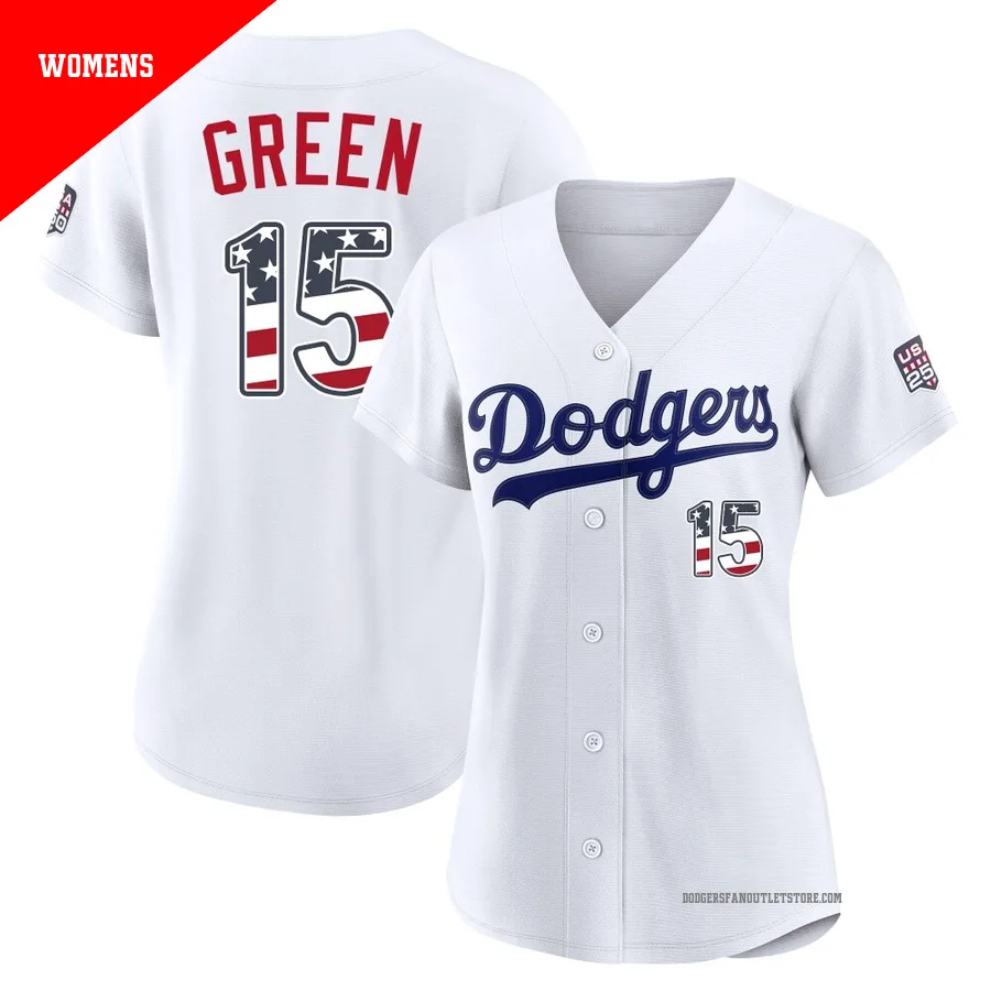 Los Angeles Dodgers ＃15 Shawn Green Women's White Limited USA 250 Fourth Of July Home Stadium Jersey
