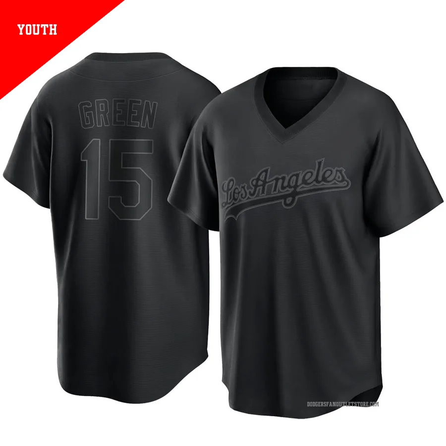 Los Angeles Dodgers ＃15 Shawn Green Youth Black Replica Pitch Fashion Jersey