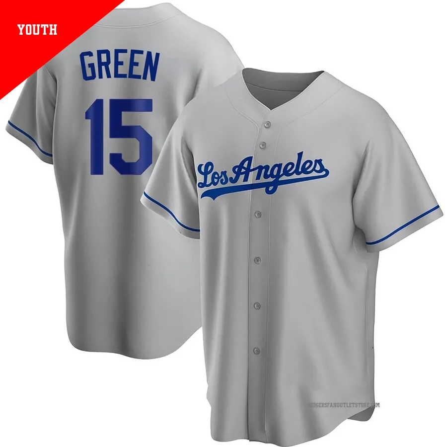 Los Angeles Dodgers ＃15 Shawn Green Youth Gray Replica Road Jersey