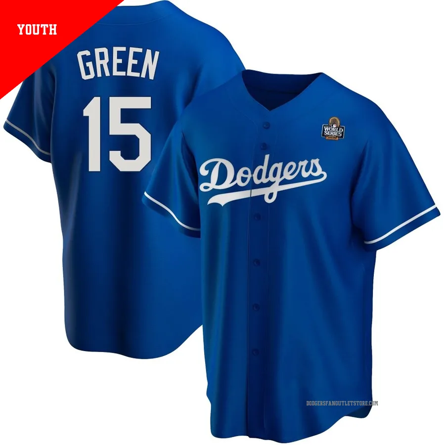 Los Angeles Dodgers ＃15 Shawn Green Youth Royal Replica Alternate 2024 World Series Jersey