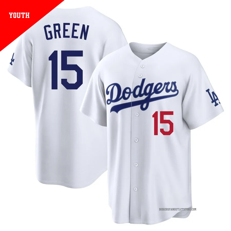Los Angeles Dodgers ＃15 Shawn Green Youth White Limited Home Stadium Jersey