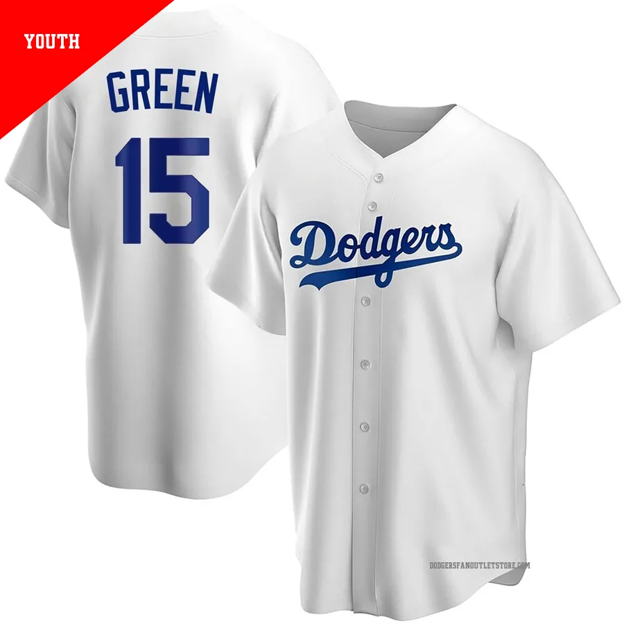 Los Angeles Dodgers ＃15 Shawn Green Youth White Replica Home Jersey