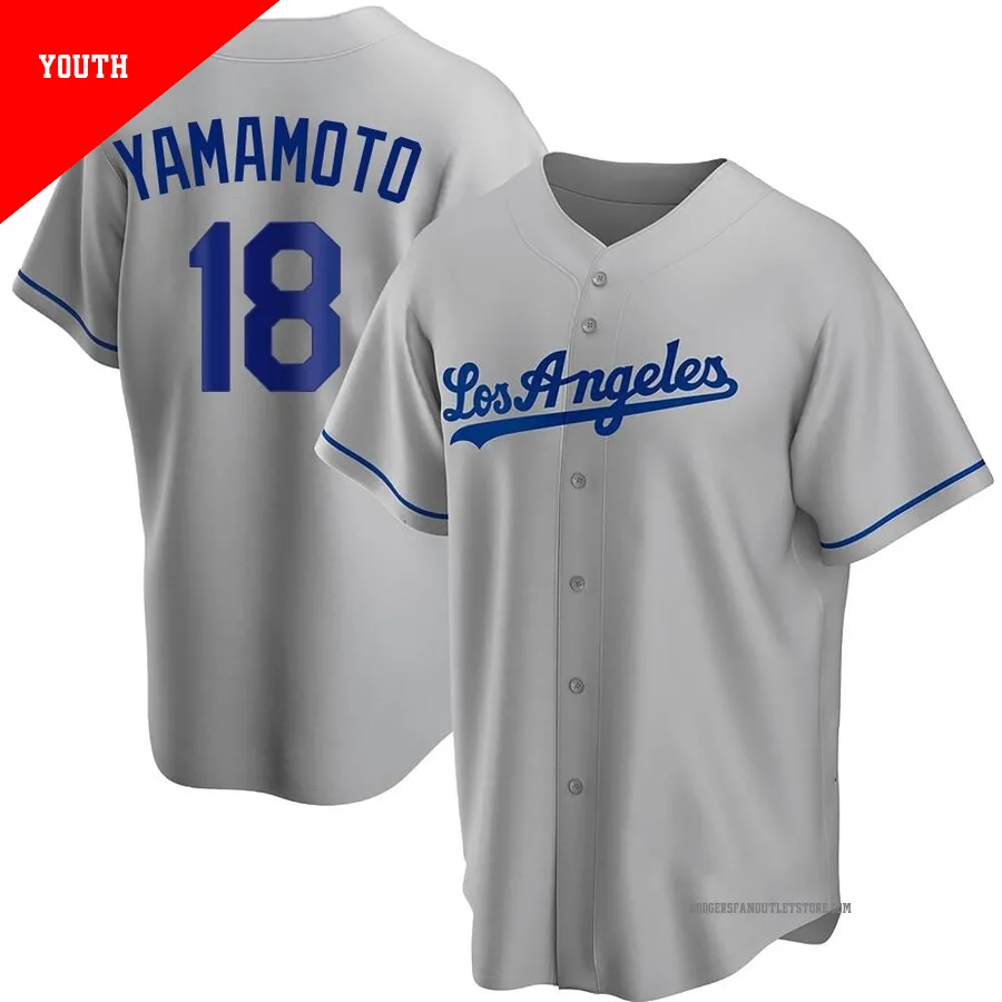 Los Angeles Dodgers ＃18 Yoshinobu Yamamoto Youth Gray Replica